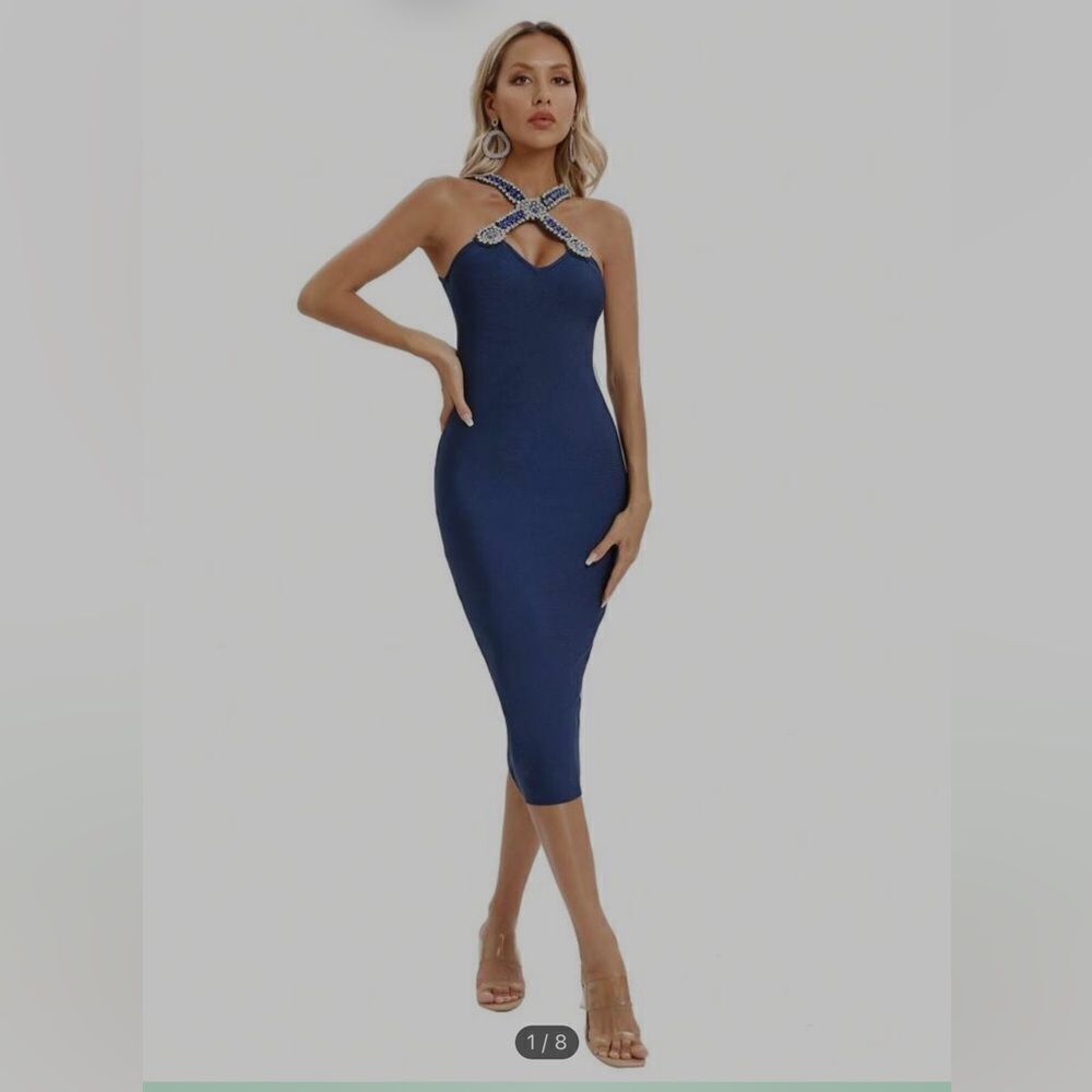 Elegant Blue Midi Dress